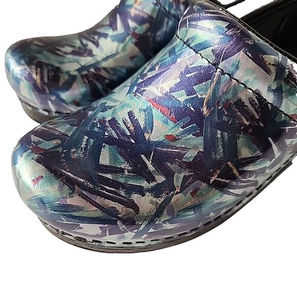 Dansko Professional Clog Painted Multicolor Patent Leather Size EU 38 US 7.5 8 - Picture 1 of 11